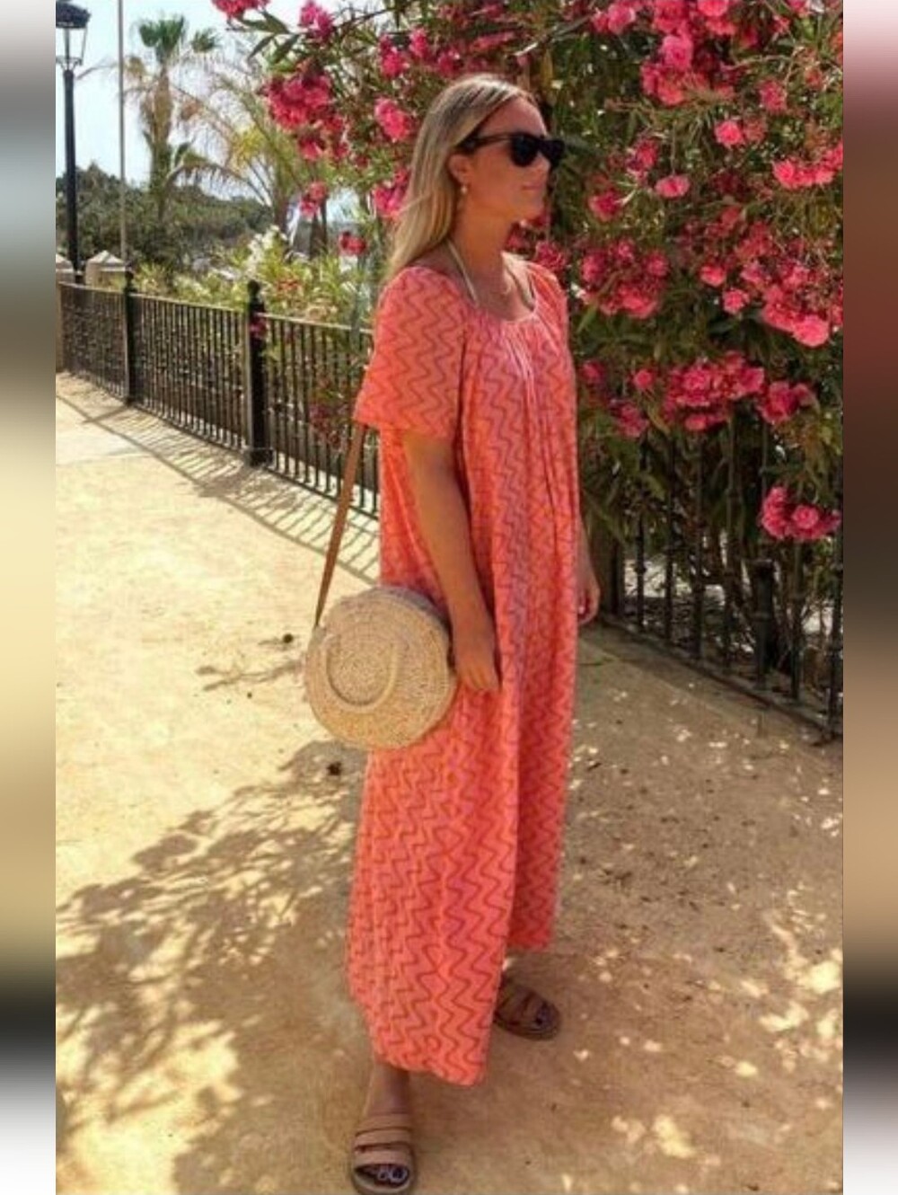 Zara * Maxi Long Beach Print Dress Pink Flowy Boho Size XS - Picture 2 of 13